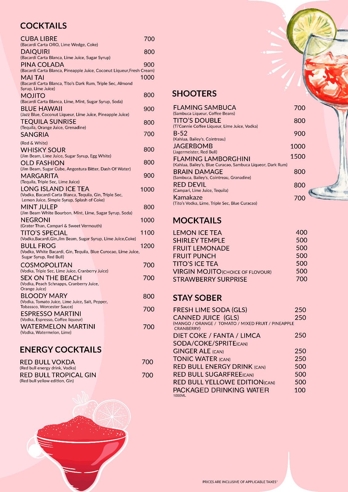 Club TItos & Cafe Mambo Drinks